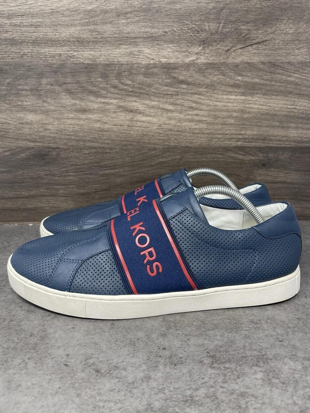 Michael Kors Archibald Sneakers Mens Size 10.5 Blue Leather Strap Low Top